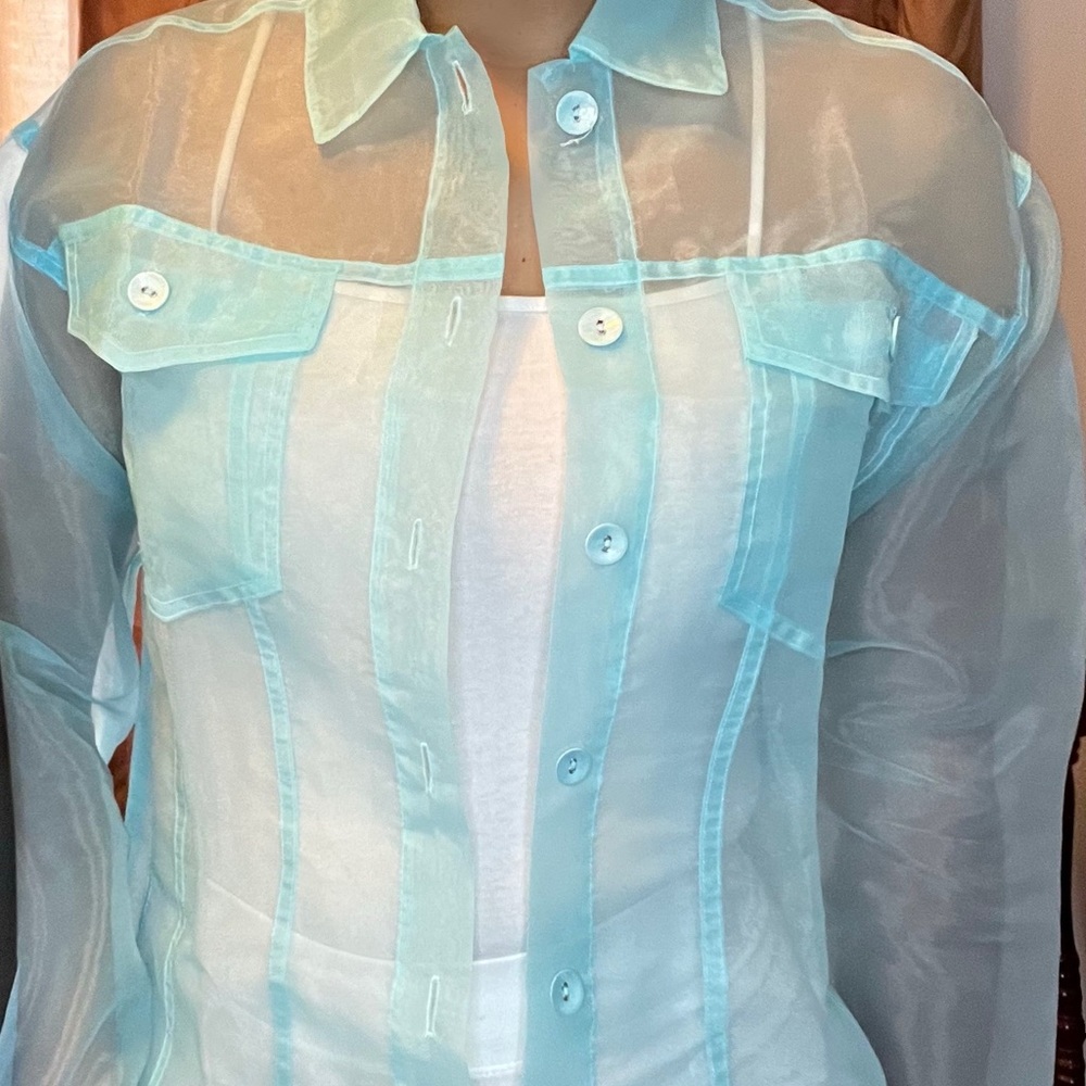 Turquoise sheer jacket - Picture 2 of 4